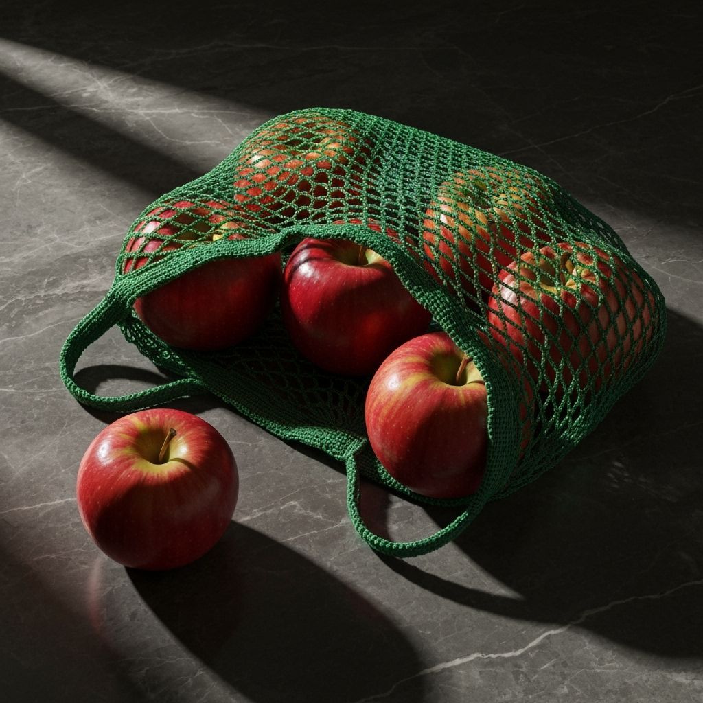 Red Apples in Mesh Bag Still Life
