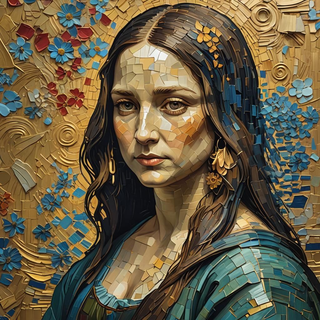 Mona Lisa in Van Gogh Impasto Style