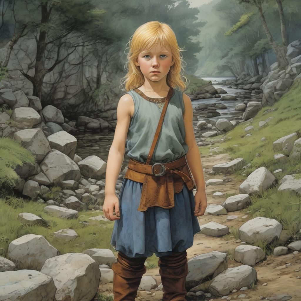 Viking Child in Comic Book Style