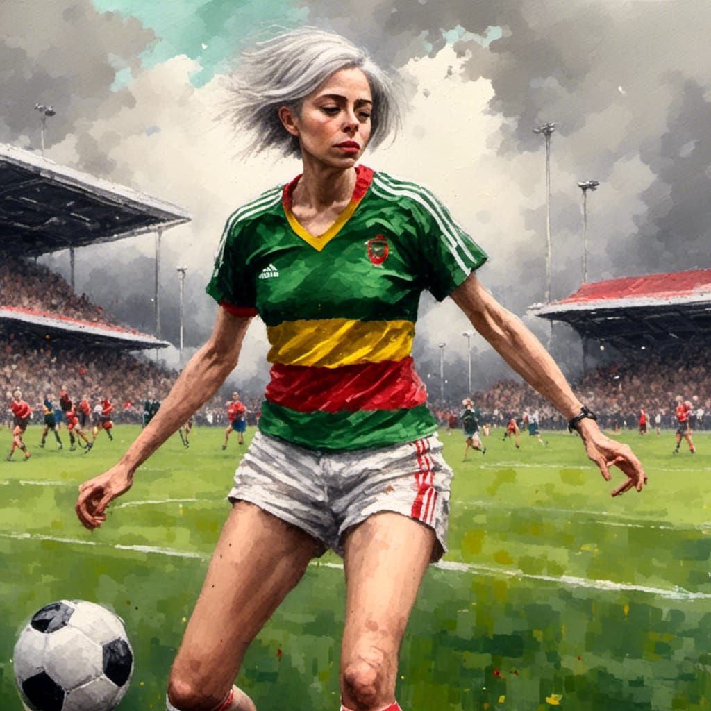 Trans Woman Playing Gaelic Football in Digital Art