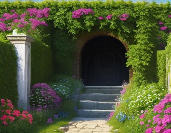 Beautiful Walled Garden with Flowers