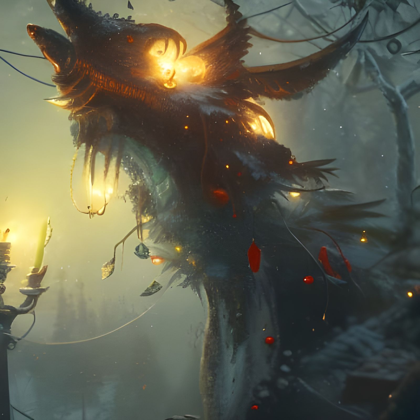 Intricate Christmas Wishlist Concept Art in Orange and Teal