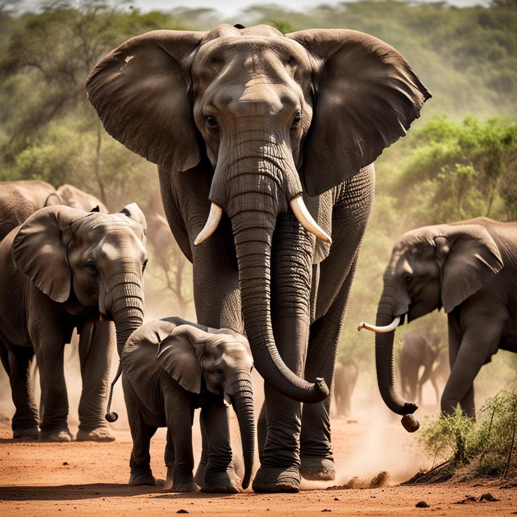 Elephant Herd Protects Orphaned Baby Elephant