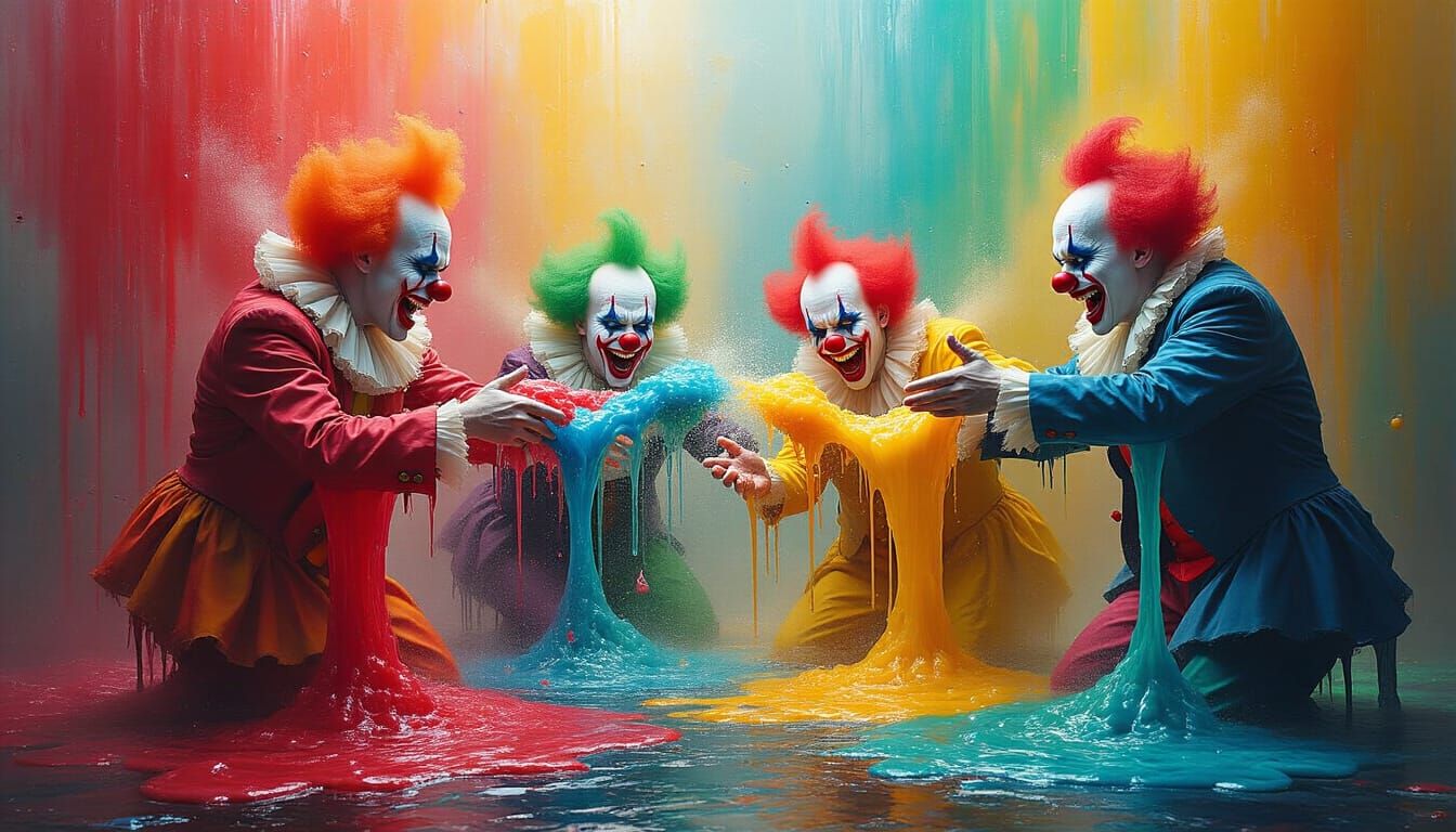 Chaotic Clowns Throwing Jello: A Surreal Spectacle
