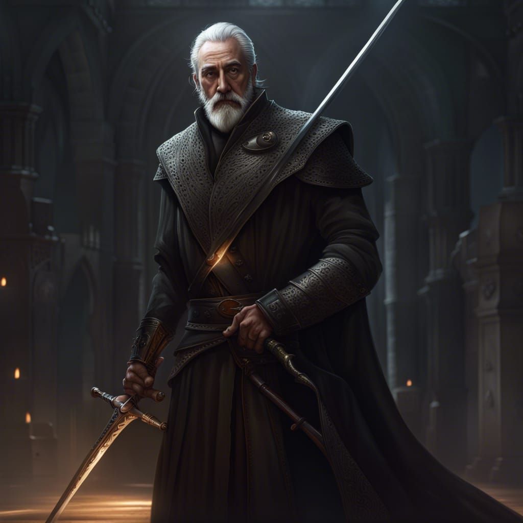 Fantasy Firbolg Warrior with Rapier in Dark Fantasy Art