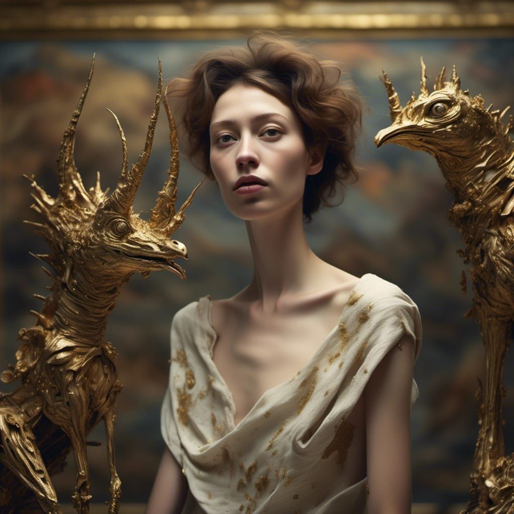 Golden Abstract Cycles in Hyperrealistic Matte Painting