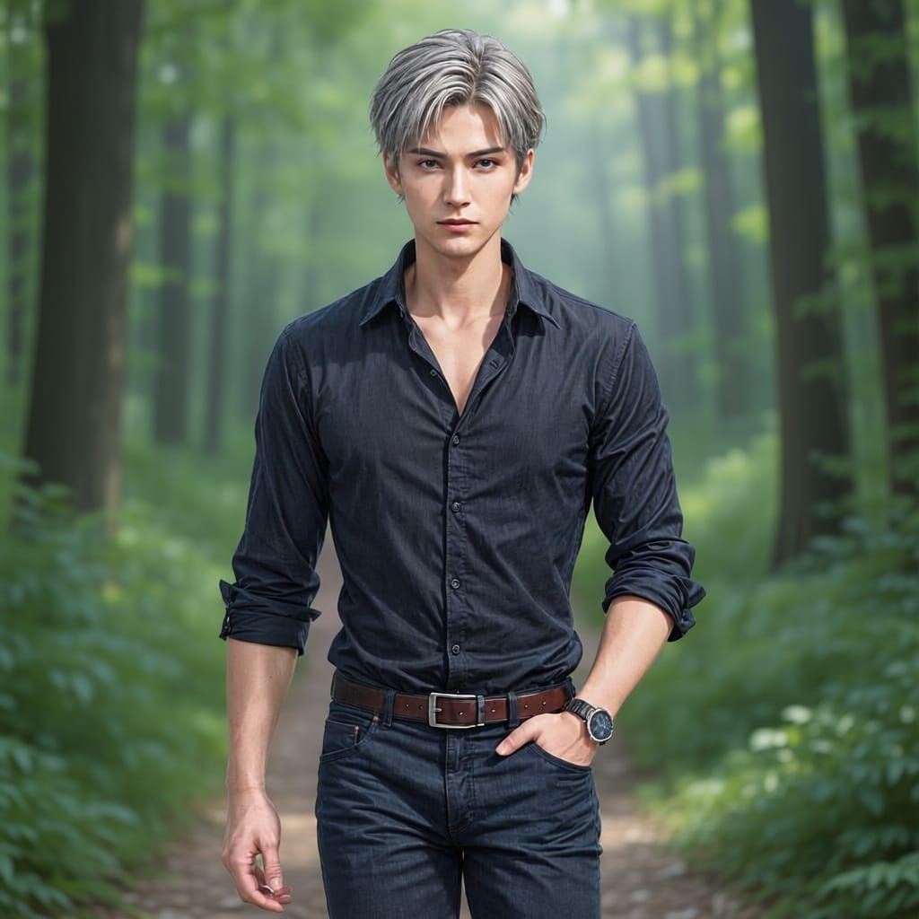 Anime Portrait of Gothic Hero with Magnetic Charm