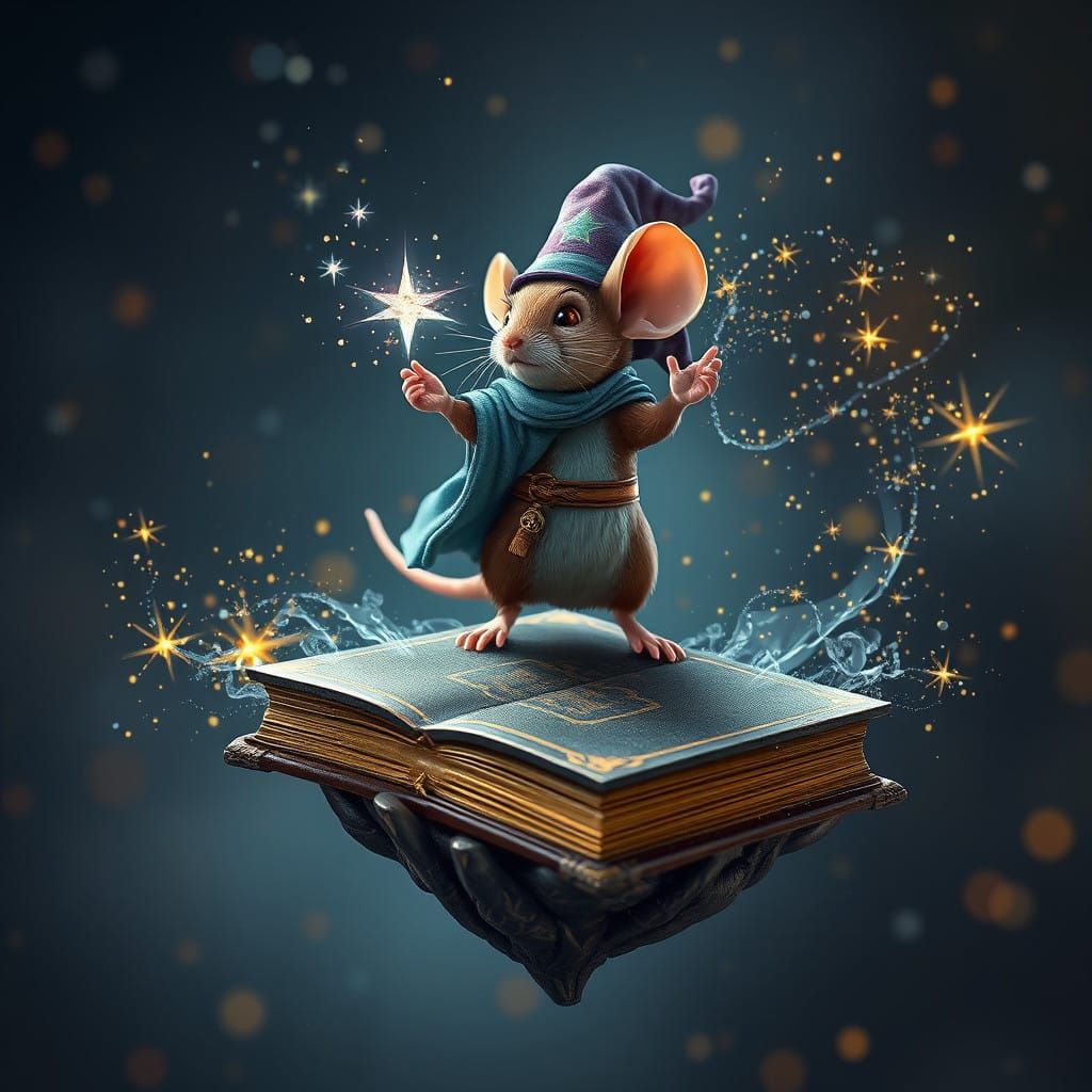 Whimsical Wizard Mouse in a Magical Splash Screen