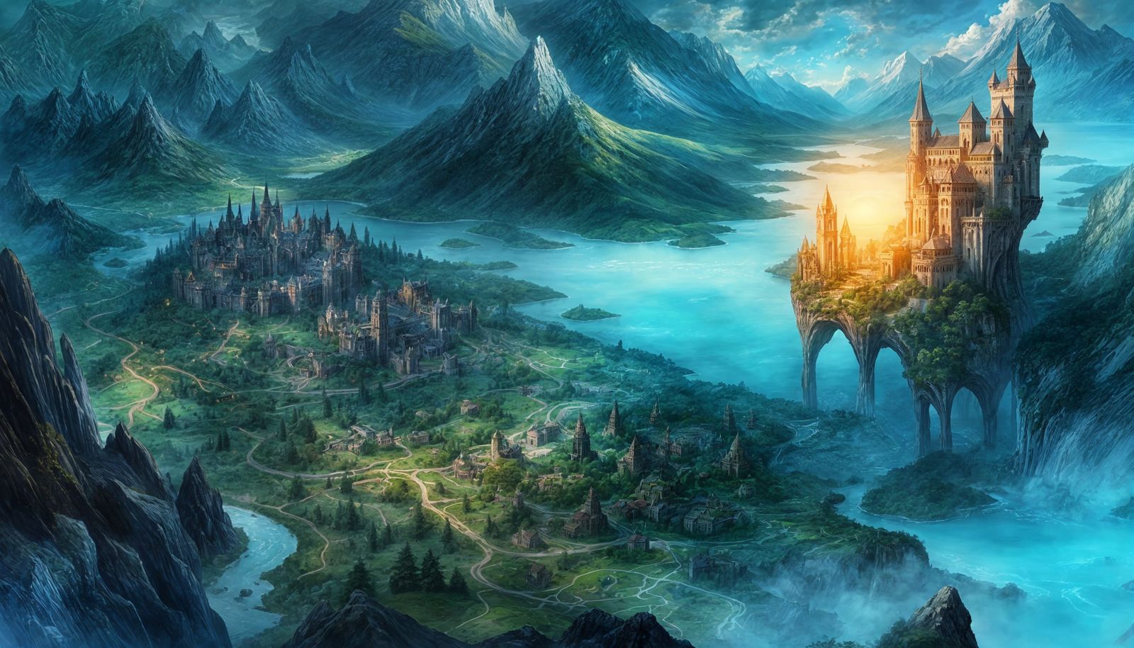 Detailed Fantasy Map of a Large Area