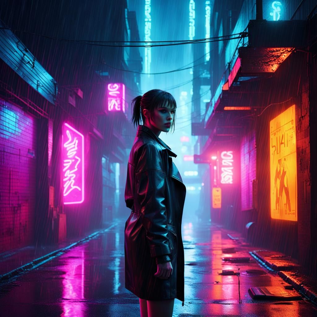 Rachel in Neon Alley: Cyberpunk Blade Runner