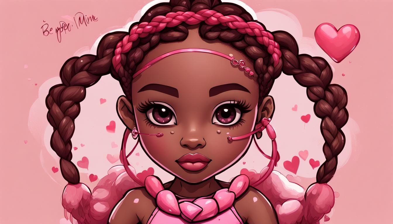 Chibi Superheroine in Valentine's Day Comic Art