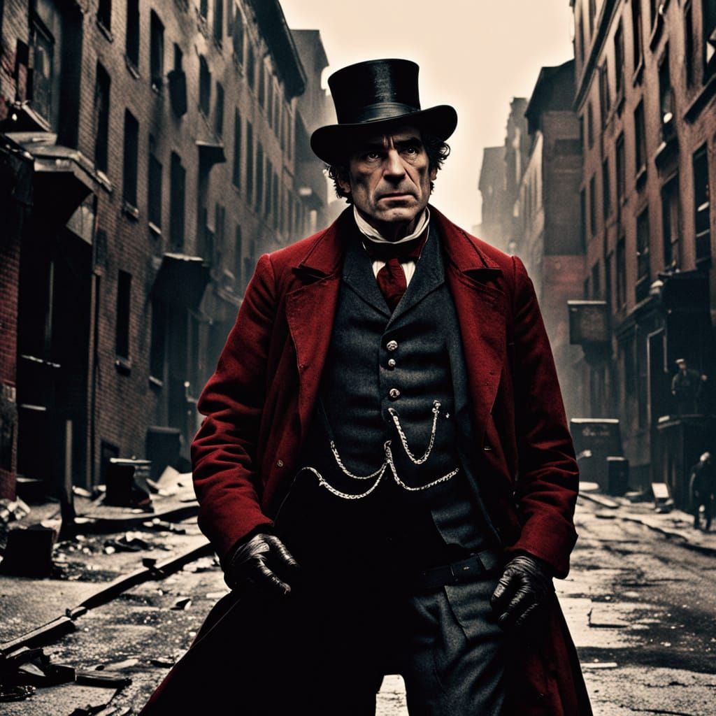 Menacing Figure in 19th Century New York Alleyway