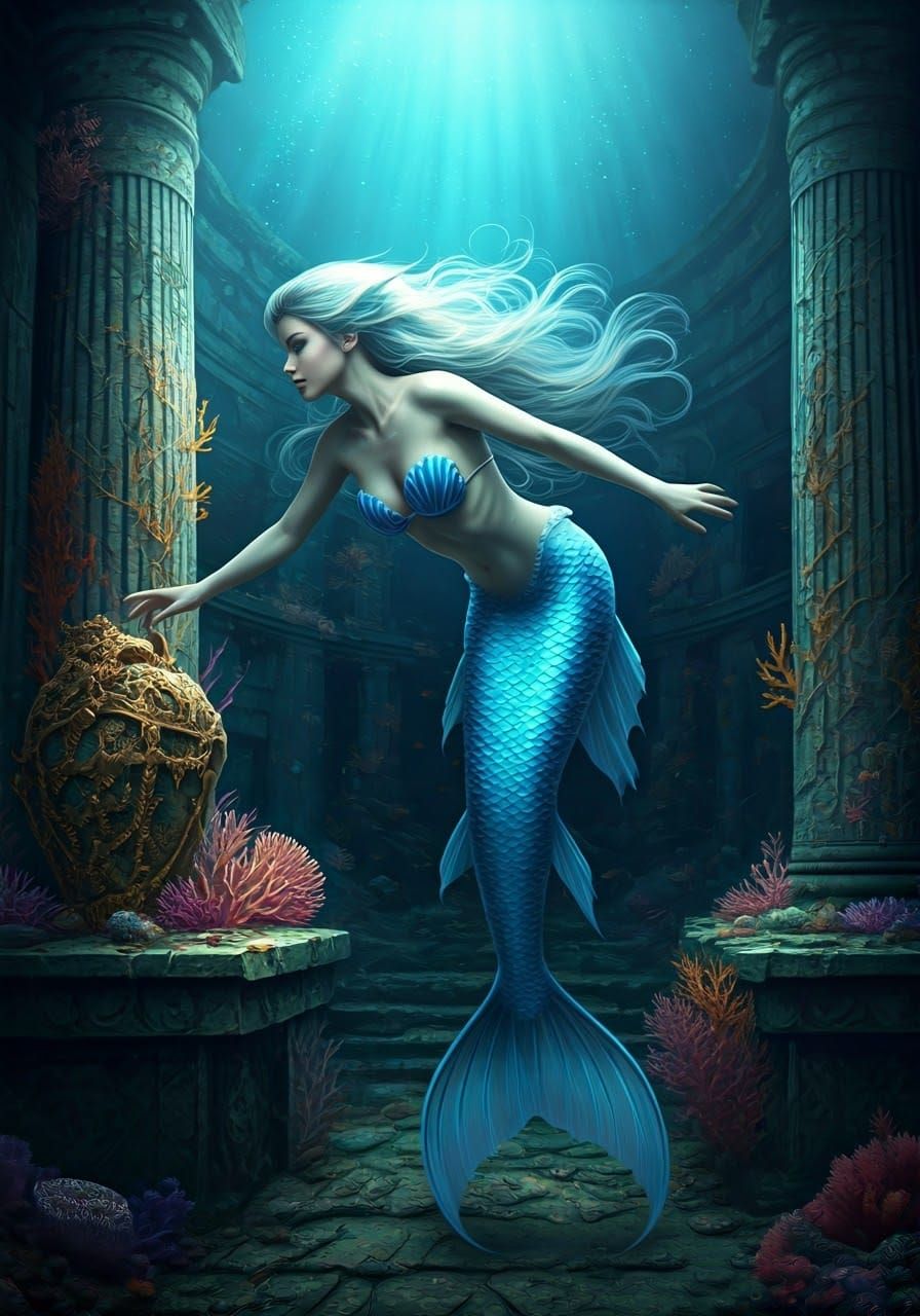 Majestic Mermaid in Atlantis Ruins