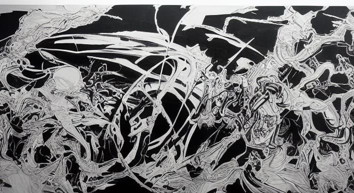 Kim Jung Gi Inspired Mural of Suffering and Destruction