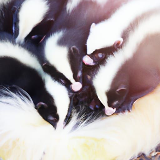 Cuddled Baby Skunks in Heavenly Sunlight