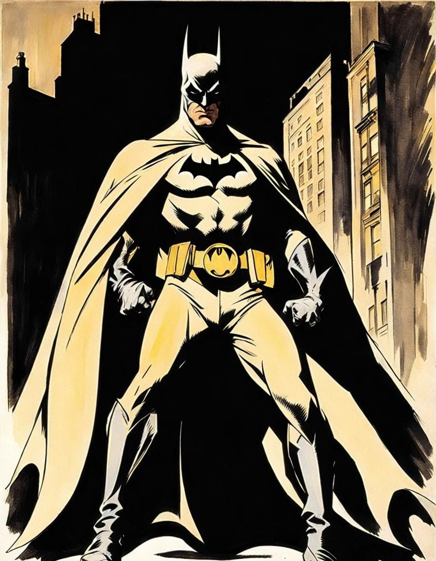1940s Batman Portrait in Noir Style