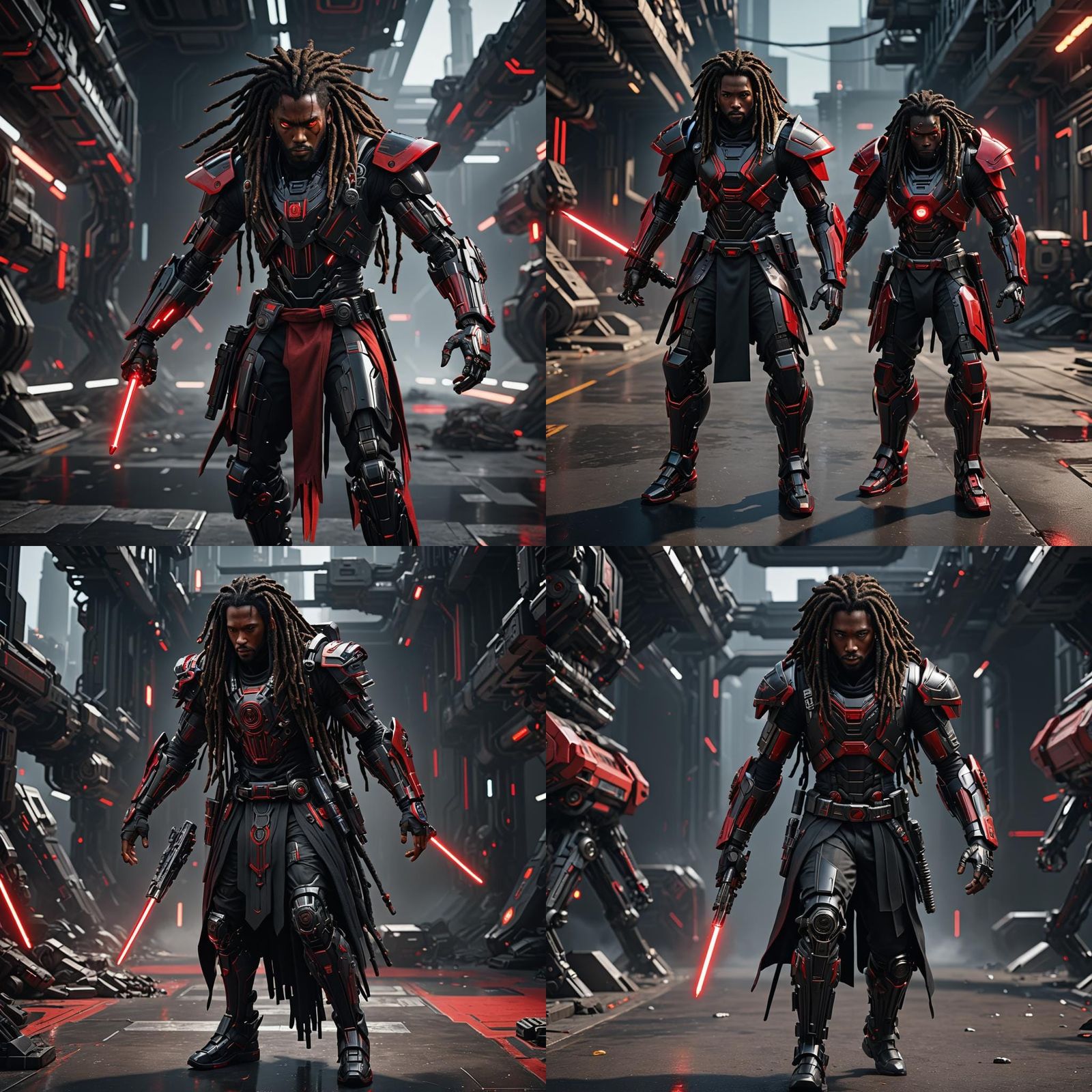 Futuristic Black Jedi in Sci-Fi Setting