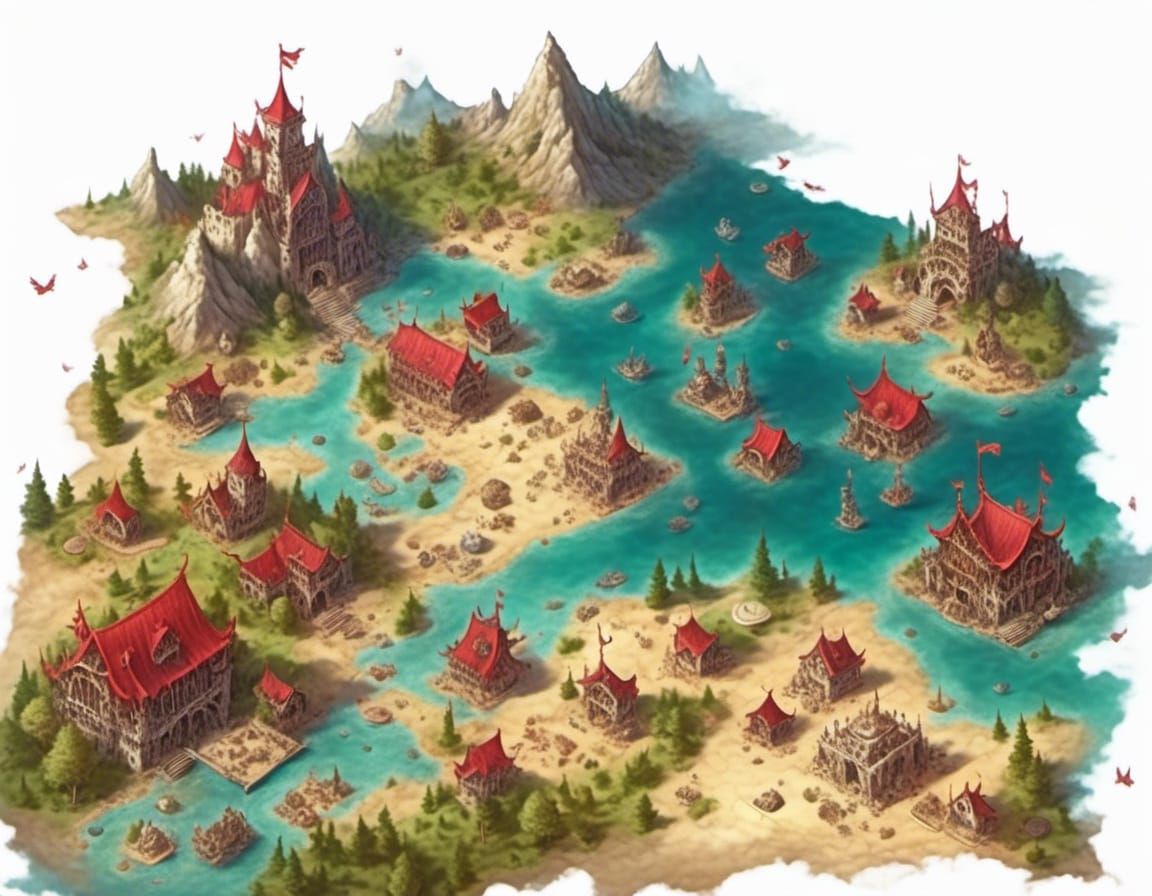 <lora:Inconceivable:0.5>treasure map group, crimson, digital art