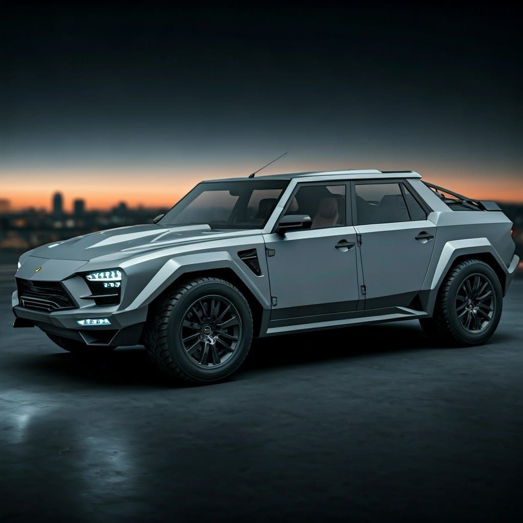 Futuristic Grey Lamborghini LM002 Concept with Steampunk Eng...