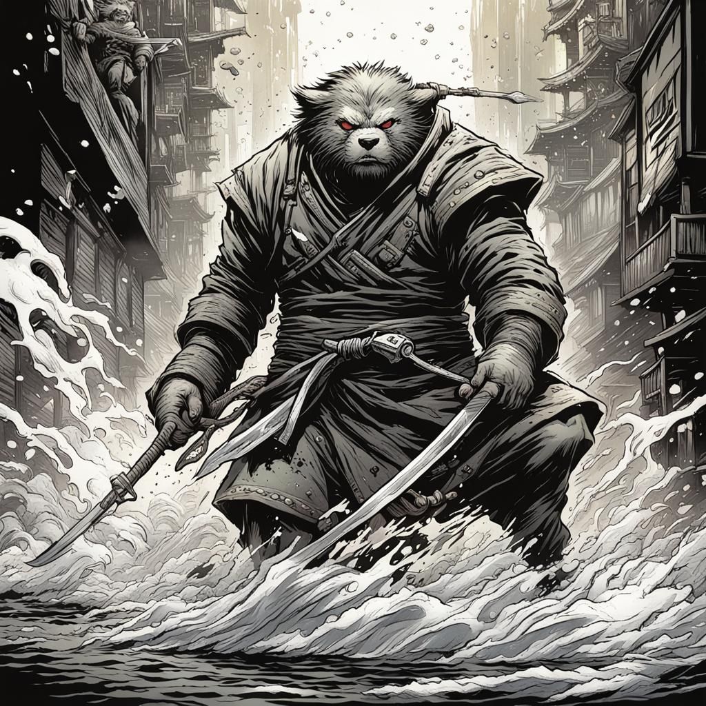 Karateka in Kiba Dachi Comic Book Art