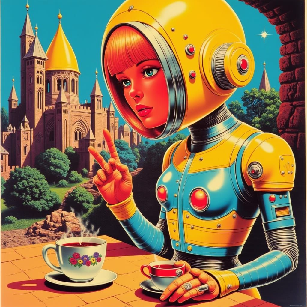 Vibrant Android Meets Medieval Fantasy in Retro-Futuristic S...