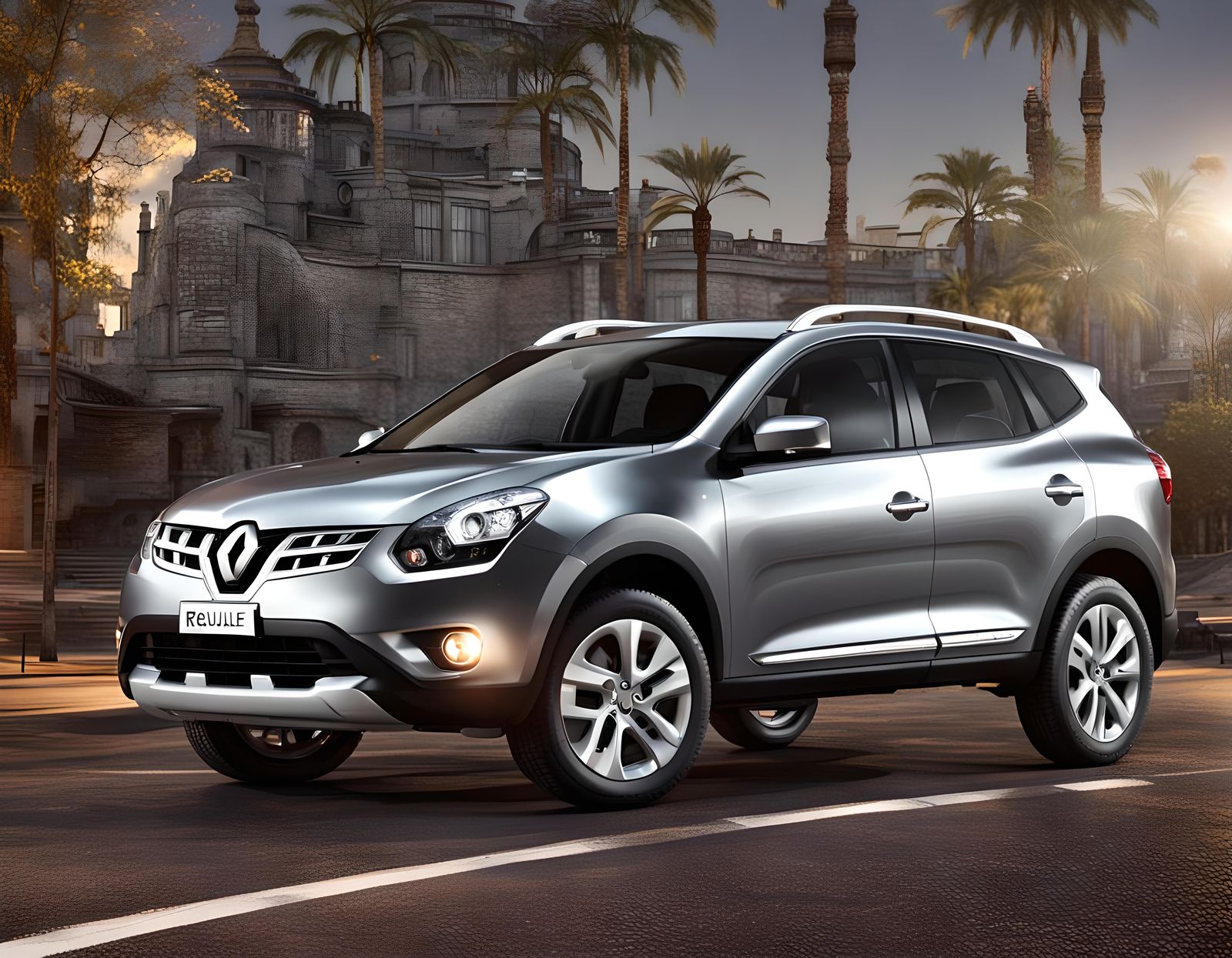 Silver 2013 Renault Rogue SUV in 3D