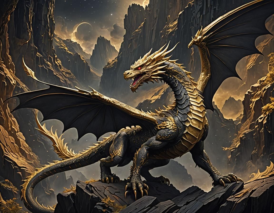 Golden Dragon Flight: A Wood Carving