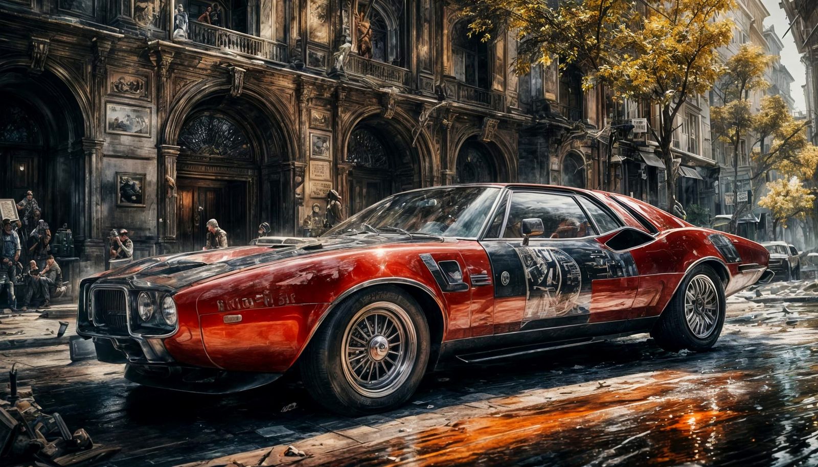 Hyperrealistic Watercolour Render of Classic Car