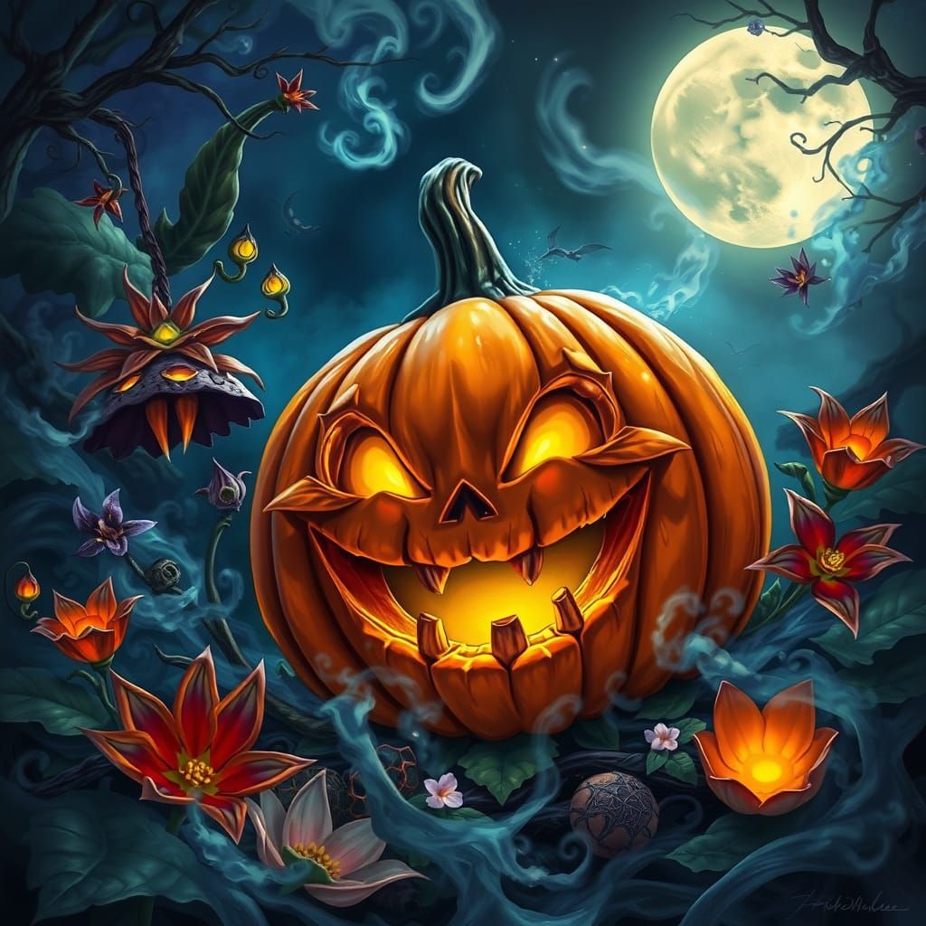 Enchanted Halloween Pumpkin in Witch's Garden