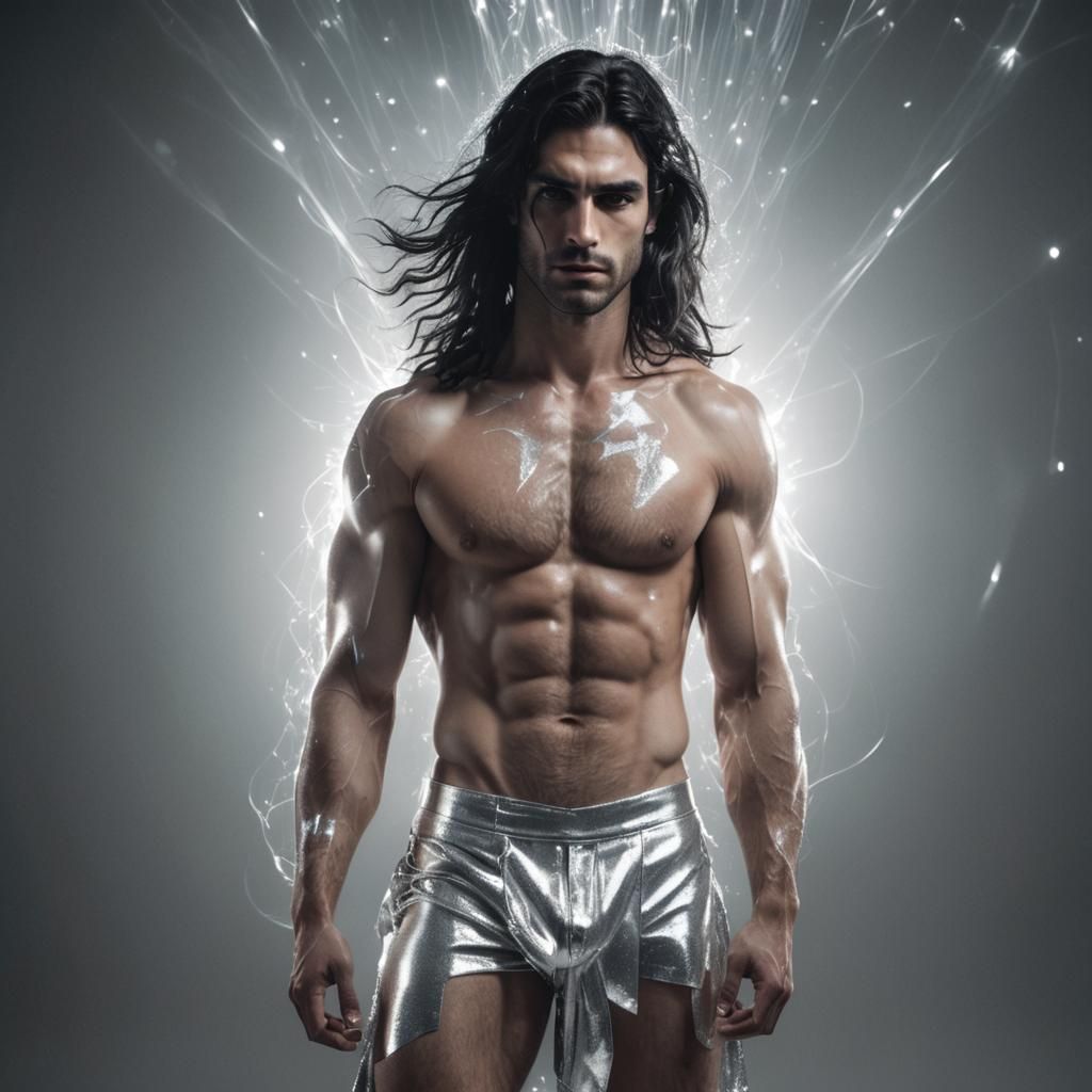 Muscular Greek God with Silver Haze Lights