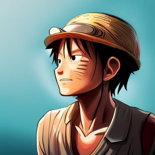 Hyperrealistic Luffy Portrait with Dramatic Lighting