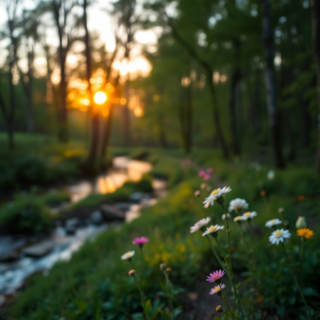 Tranquil Forest Path at Sunset in Professional Photography