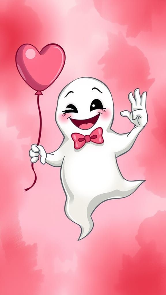Whimsical Cartoon Ghost in Pastel Hues