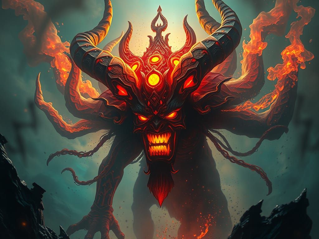 Mystical Djin Emerges from Ancient Lamp in Cinematic Digital...