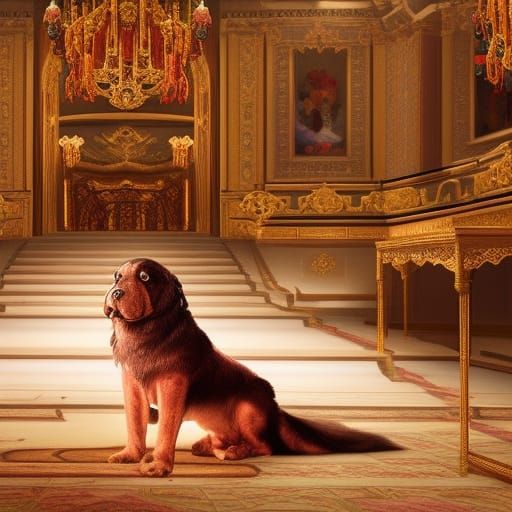 Tibetan Mastiff on Piano in Dramatic Digital Painting