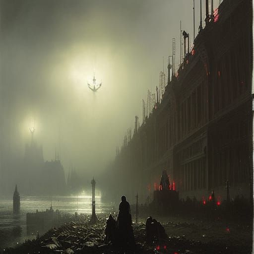 Gothic Horror Scene in Style of Gustave Doré