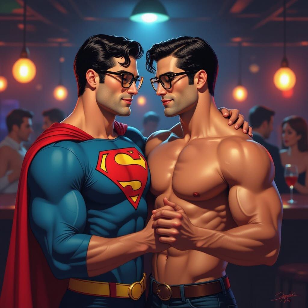 Shirtless Men Dancing in a Club: Sensual Realism