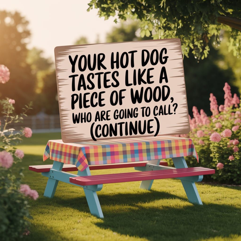 Playful Hot Dog Sign in Sunny Park Scene