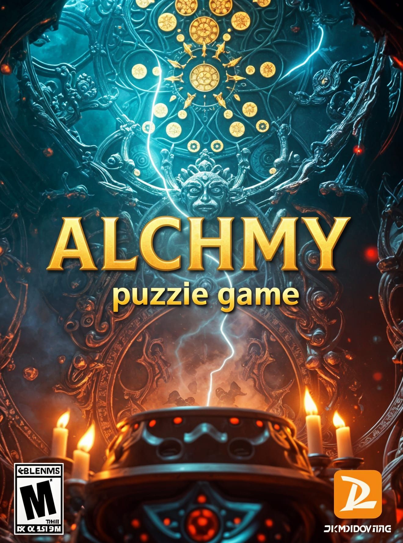 Alchemy Game Cover Art with Dramatic Lighting