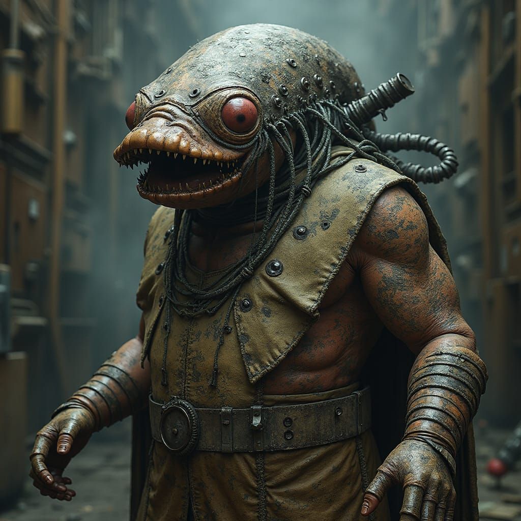 Grotesque Jabba the Hut Drag Queen in Biomechanical Style