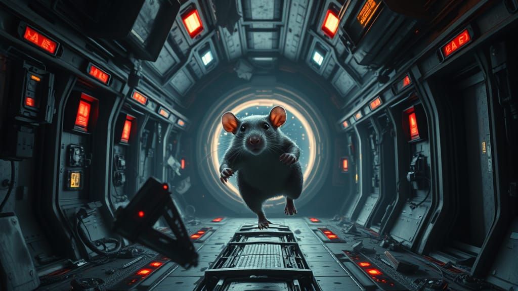 Rat's Daring Escape from Crumbling Spaceship