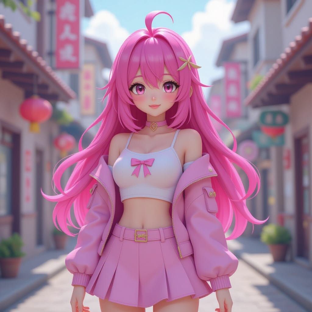 Pink Roblox Girl Teen in 3D Anime Style