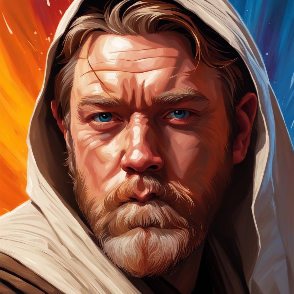 Obi-Wan Kenobi Portrait in Hyperrealistic Splash Art