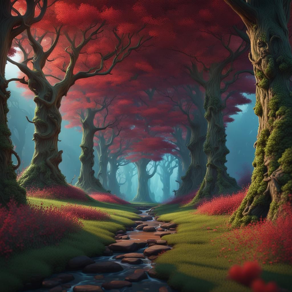 Trees Spell Hidden Message: Fantasy Concept Art