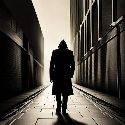 Mysterious hooded figure