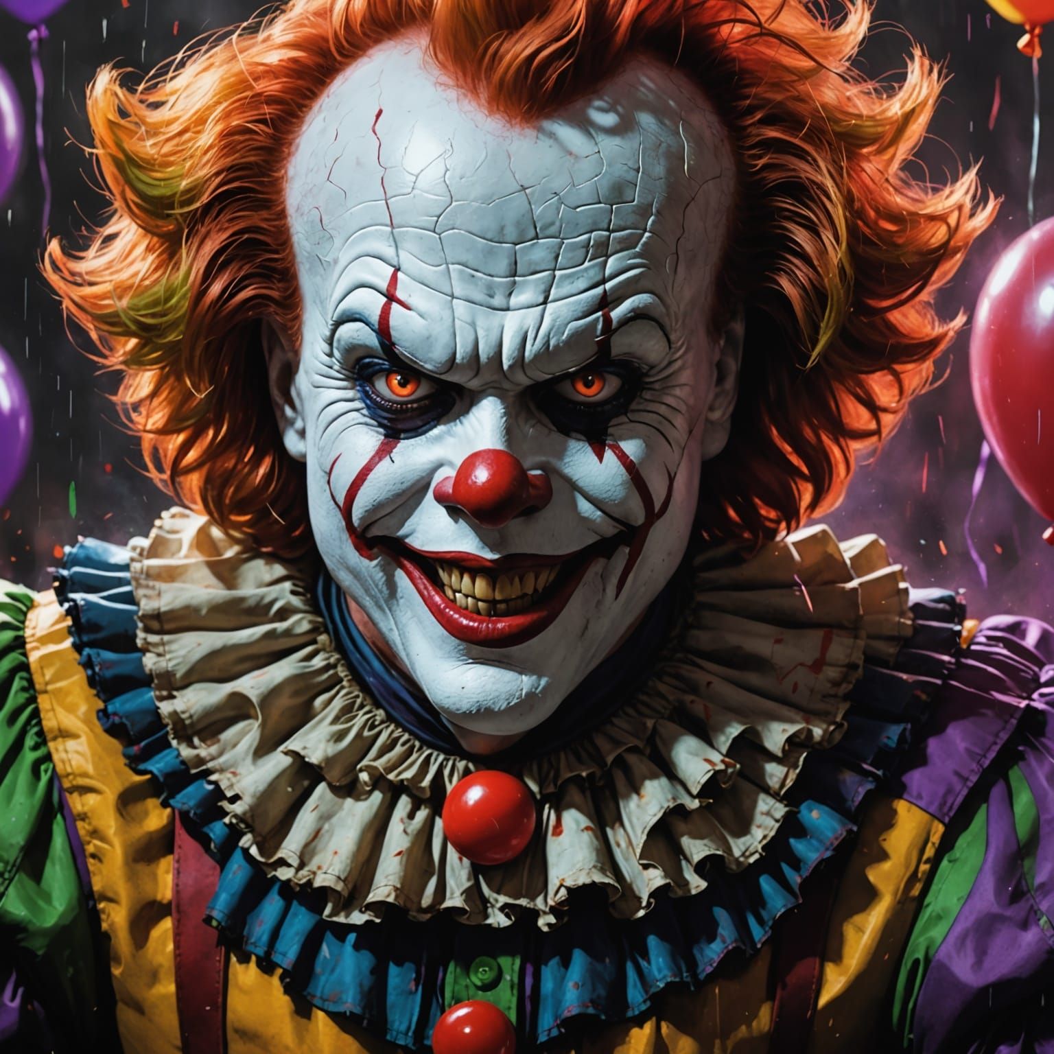 Hyperrealistic Pennywise and Joker Smile