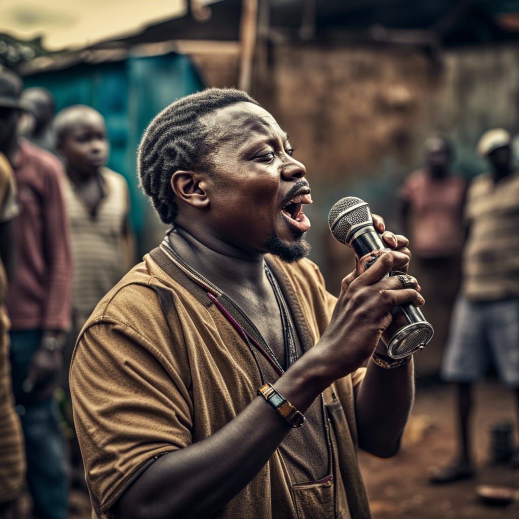 Kenyan Singer Mejja Performing in Nairobi Slum