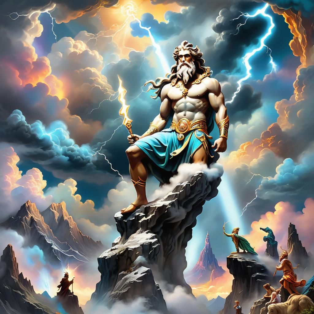 Zeus on Mount Olympus in Ethereal Fantasy Art