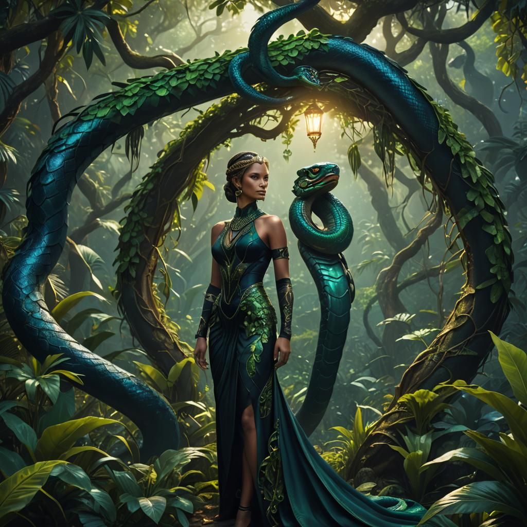 Cobra in Luxury Dress, Digital Matte Painting