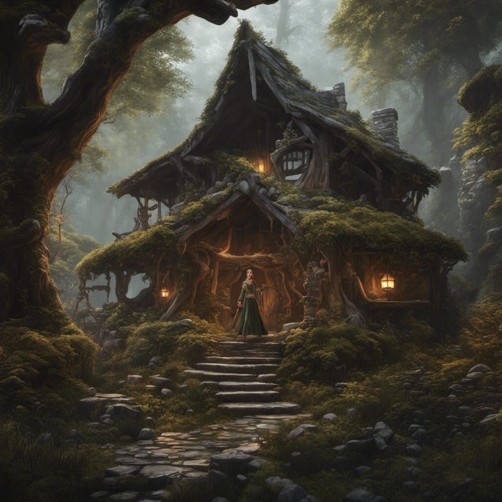Cottagecore Wood Elf in Dark Fantasy Concept Art Style